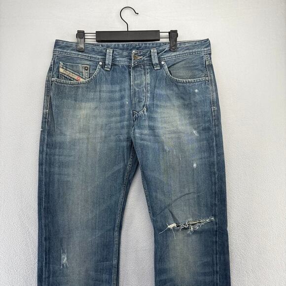 Diesel jeans mens 33x32 Fits 34x33 Blue Larkee Straight Whisker Vintage y2k - Picture 2 of 16
